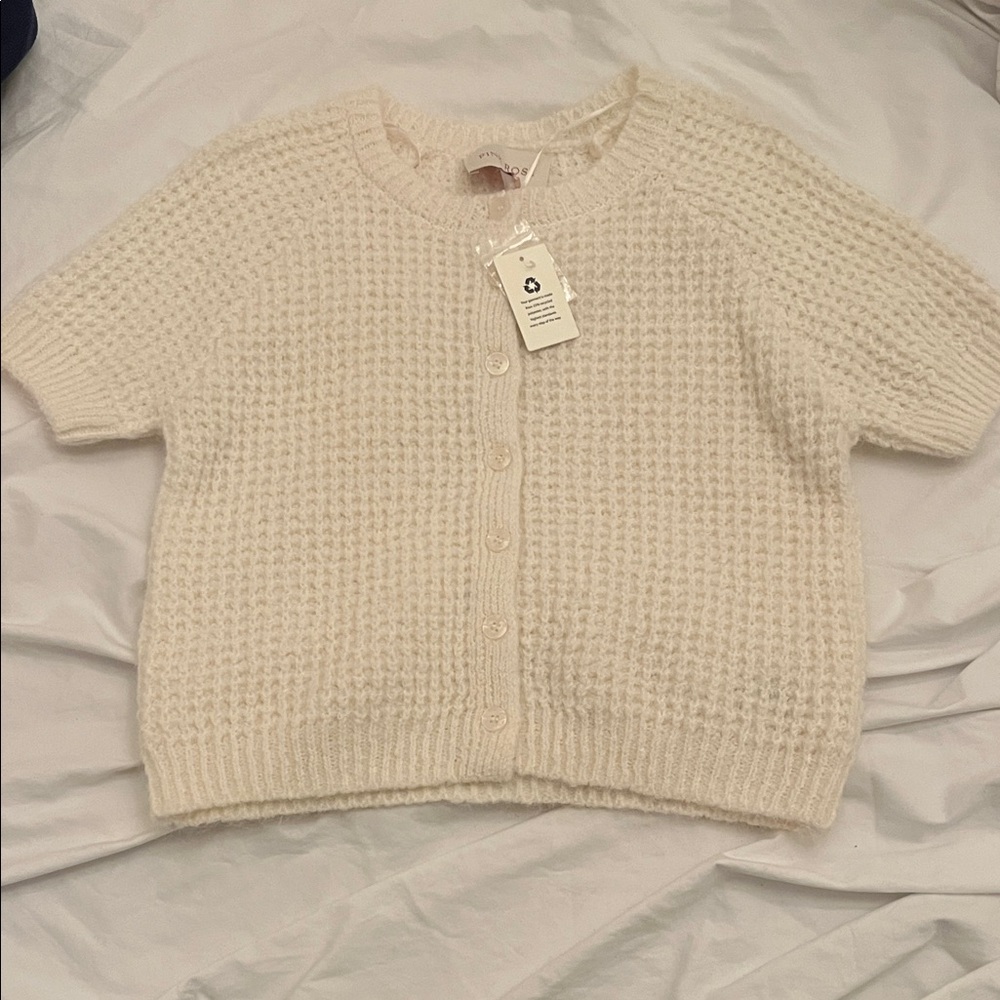 Pink Rose Cream Women's Cardigan Sweater